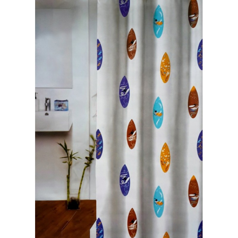 Surfing Shower Curtain - Steelblue