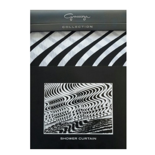 Mirage Shower Curtain - White/Black 