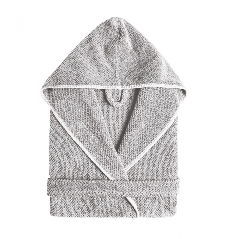 Graccioza Unisex Bath Robe Bee Waffle Hooded - Silver