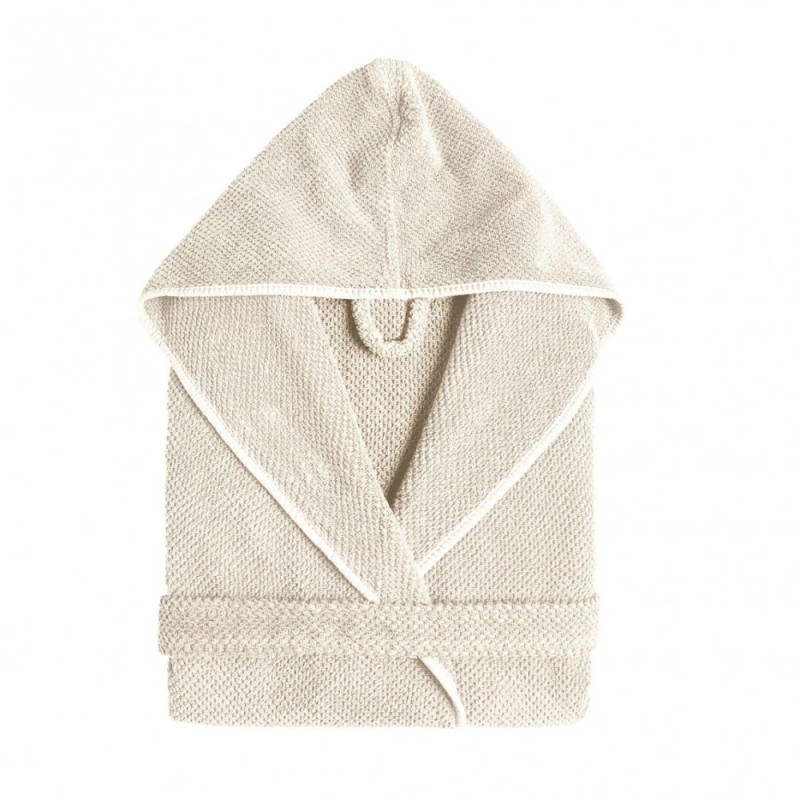 Graccioza Unisex Bath Robe Bee Waffle Hooded - Natural