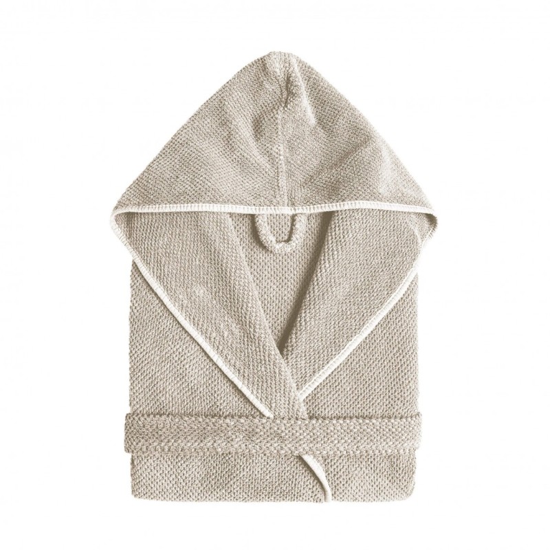 Graccioza Unisex Bath Robe Bee Waffle Hooded - Fog