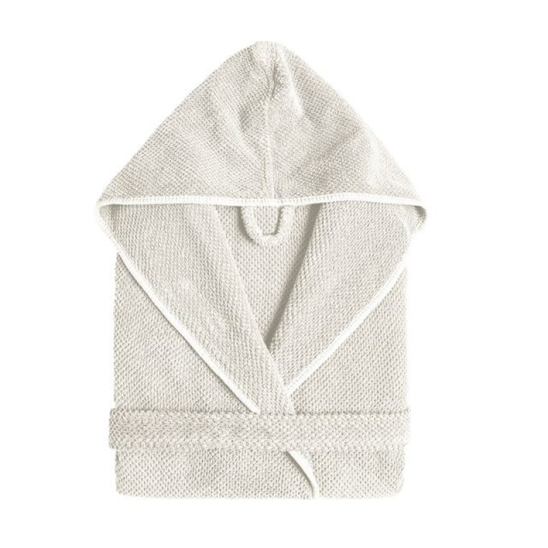 Graccioza Unisex Bath Robe Bee Waffle Hooded - Snow
