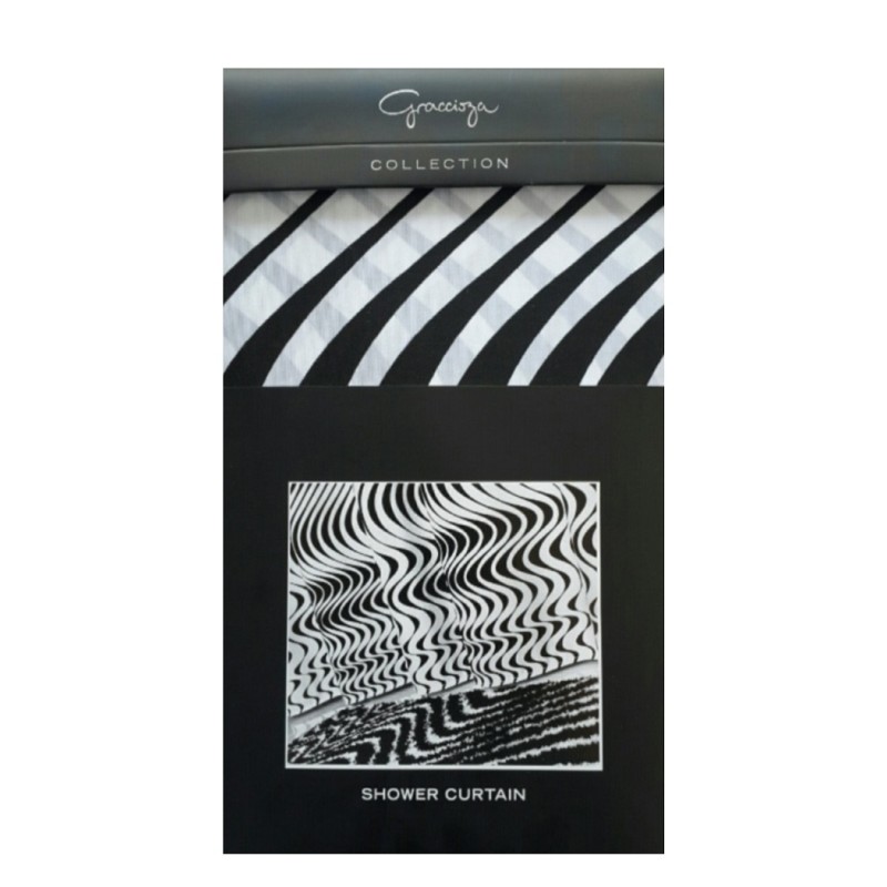Mirage Shower Curtain - White/Black 