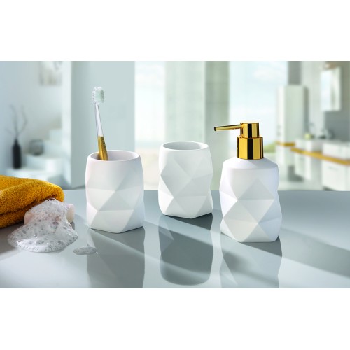 Golden Crackle Soap Dispenser - White