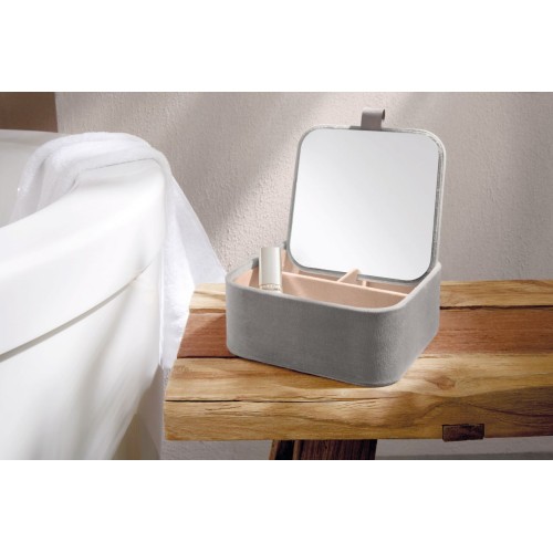 Cosmetic Organizer Covella Από Polyester Satin - Γκρι