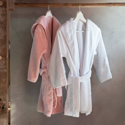 Graccioza Bee Waffle Robe For Kids - White