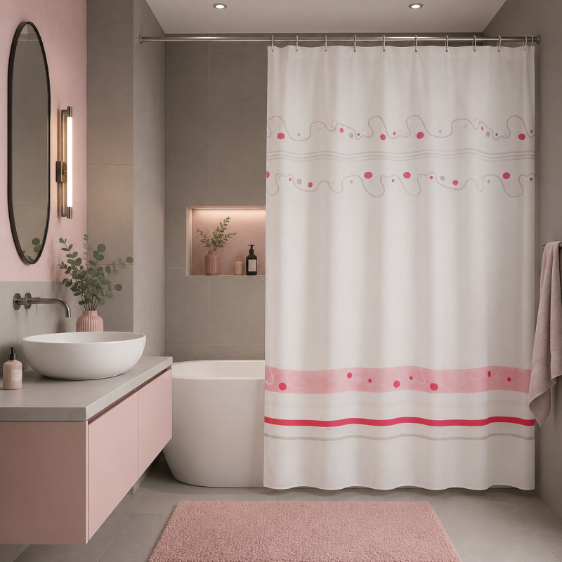 Nura Shower Curtain - Rouge